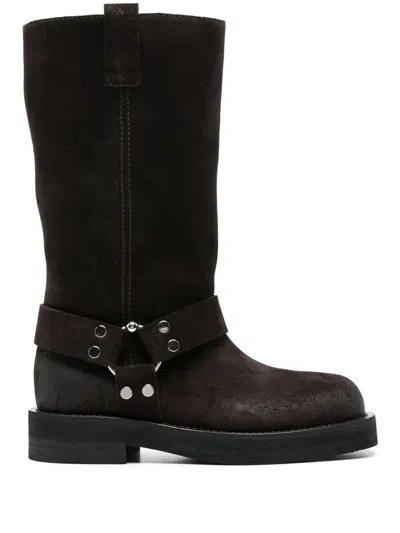 3JUIN SUEDE CALF LEATHER DEMI KNEE-HIGH BOOTS