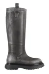 3juin Tall Leather Boots With Rugged Sole In Black