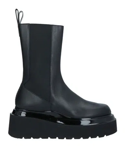 3juin Woman Ankle Boots Black Size 10 Soft Leather