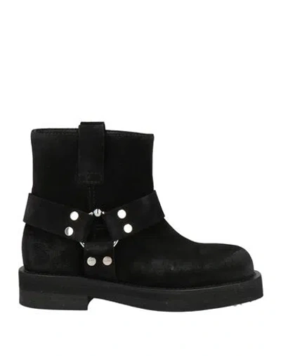 3JUIN 3JUIN WOMAN ANKLE BOOTS BLACK SIZE 6 LEATHER