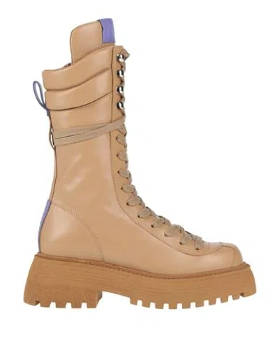 3juin Woman Ankle Boots Camel Size 8 Leather