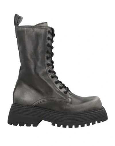 3juin Woman Ankle Boots Charcoal Size 8 Leather