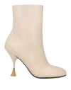 3juin Woman Ankle Boots Beige Size 6 Soft Leather In White