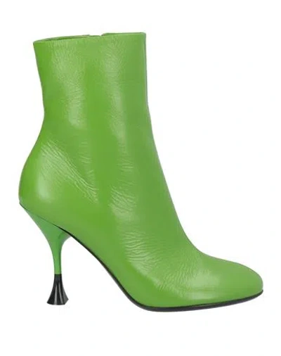 3JUIN 3JUIN WOMAN ANKLE BOOTS GREEN SIZE 6 SOFT LEATHER