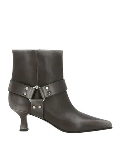 3juin Woman Ankle Boots Gunmetal Size 6 Leather