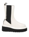 3juin Woman Ankle Boots Ivory Size 10 Soft Leather In White