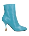3juin 100mm Leather Ankle Boots In Blue