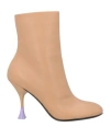 3juin Woman Ankle Boots Sand Size 9 Soft Leather In Beige