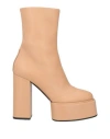3juin Woman Ankle Boots Sand Size 9 Soft Leather In Beige