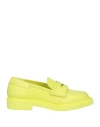 3juin Woman Loafers Acid Green Size 8 Leather