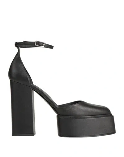 3juin Woman Pumps Black Size 10 Soft Leather