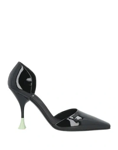 3juin Woman Pumps Black Size 10 Textile Fibers