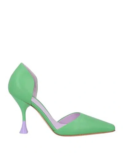 3JUIN 3JUIN WOMAN PUMPS GREEN SIZE 6 LEATHER