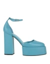 3juin Woman Pumps Light Blue Size 10 Soft Leather In Blue