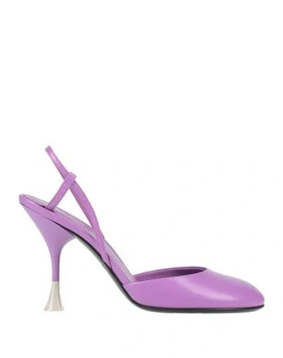 3juin Woman Pumps Purple Size 10 Soft Leather