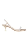 3juin Woman Sandals Beige Size 10 Textile Fibers