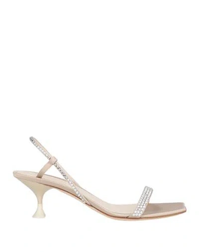 3juin Woman Sandals Beige Size 10 Textile Fibers In Neutral
