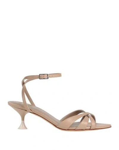 3juin Woman Sandals Beige Size 6 Leather In Neutral