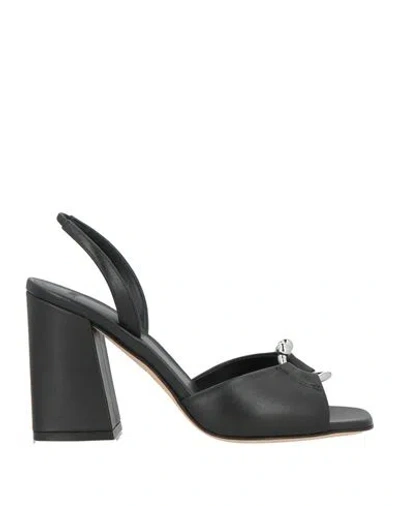 3juin Woman Sandals Black Size 6 Leather