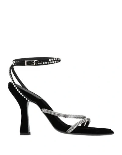 3JUIN 3JUIN WOMAN SANDALS BLACK SIZE 6 TEXTILE FIBERS