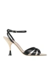 3juin Woman Sandals Black Size 7.5 Leather In Black