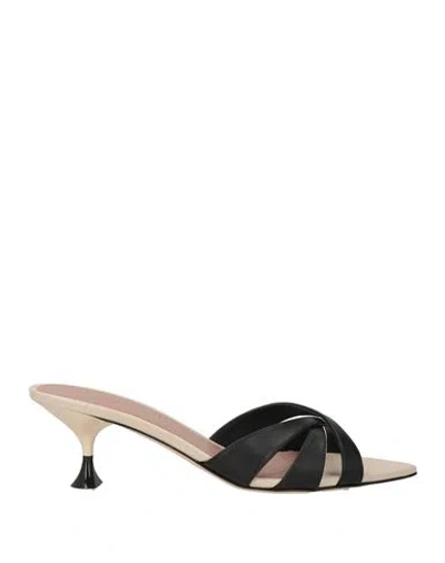 3juin Woman Sandals Black Size 8 Leather