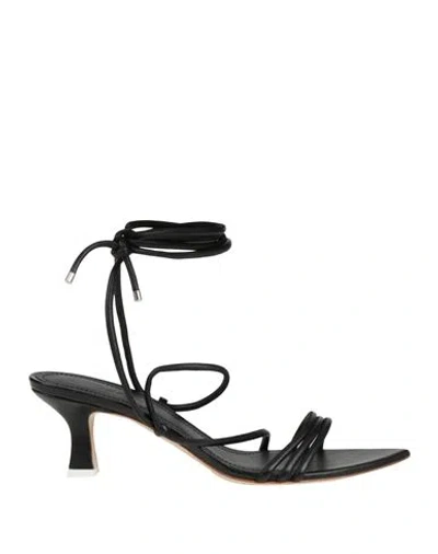 3juin Woman Sandals Black Size 8 Leather