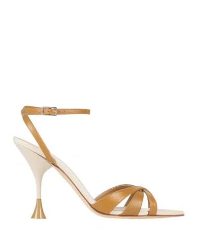 3juin Woman Sandals Brown Size 11 Leather