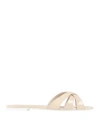3juin Woman Sandals Cream Size 8 Leather In White
