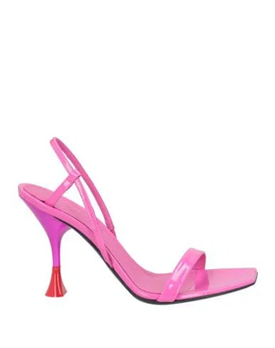 3juin Woman Sandals Fuchsia Size 8 Leather In Pink