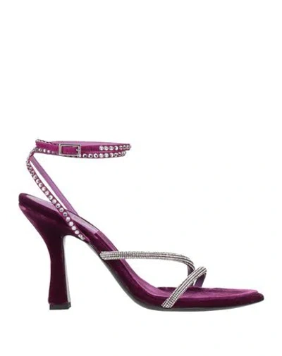 3JUIN 3JUIN WOMAN SANDALS GARNET SIZE 6 TEXTILE FIBERS