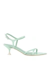 3juin Woman Sandals Light Green Size 8 Calfskin