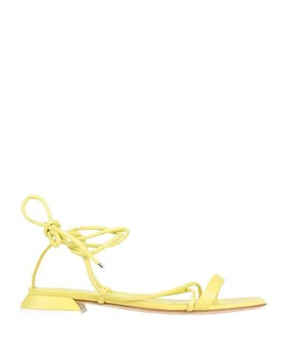 3juin Woman Sandals Acid Green Size 10 Soft Leather
