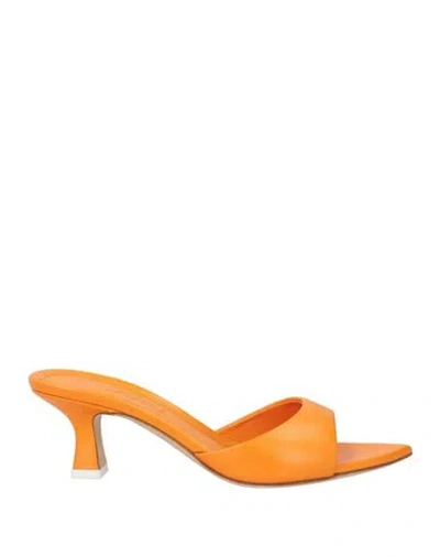 3juin Woman Sandals Orange Size 6 Leather In Orange