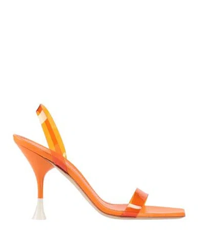 3juin Woman Sandals Orange Size 8 Textile Fibers