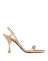 3juin Woman Sandals Sand Size 8 Textile Fibers In Beige