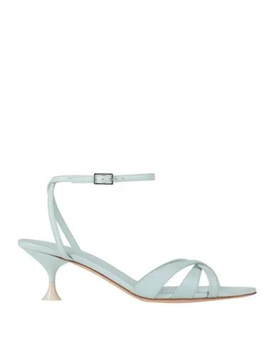 3juin Woman Sandals Sky Blue Size 8.5 Leather In Multi