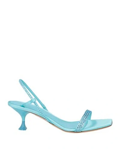 3JUIN 3JUIN WOMAN SANDALS TURQUOISE SIZE 8 TEXTILE FIBERS
