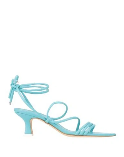 3juin Woman Thong Sandal Sky Blue Size 7 Leather