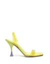 3juin Woman Sandals Yellow Size 10 Textile Fibers In Lightgreen