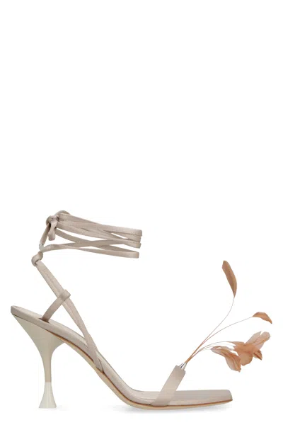 3juin Kimi Feather-detail Sandals In Turtledove