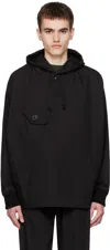 3man Black Drawstring Hoodie In Black