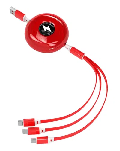 3p Experts 3-in-1 Red Retractable Charging Cable