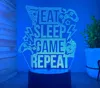 3p Experts Led Game Atmosphere Light - Eat Sleep Game Repeat In Blue