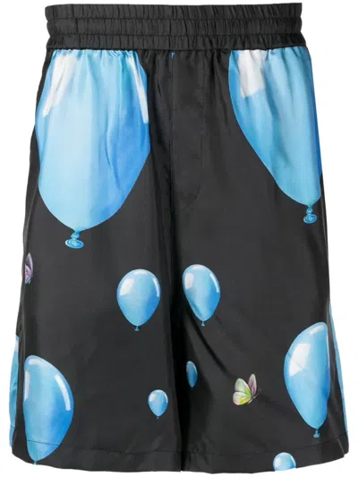 3PARADIS BALLOON-PRINT SILK BERMUDA SHORTS