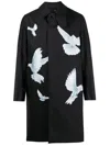 3paradis Bird-print Cotton Trench Coat In Black