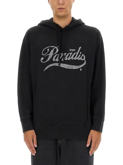 3paradis Black Embellished Hood Sweatshirts