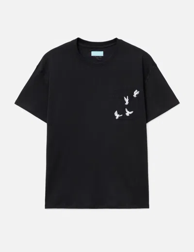 3paradis Doves Pocket T-shirt In Black