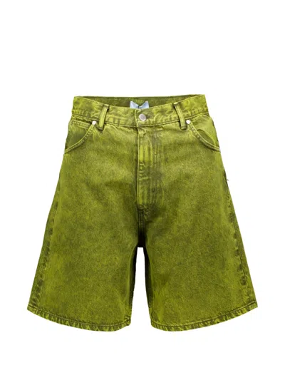 3paradis Embroidered Dove Denim Shorts In Green