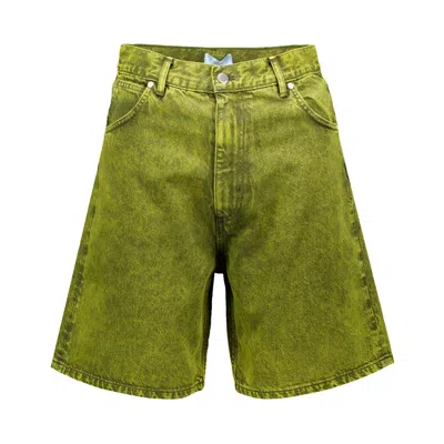 Pre-owned 3paradis 3.paradis Embroidered Dove Denim Shorts 'yellow' | Men's Size 32